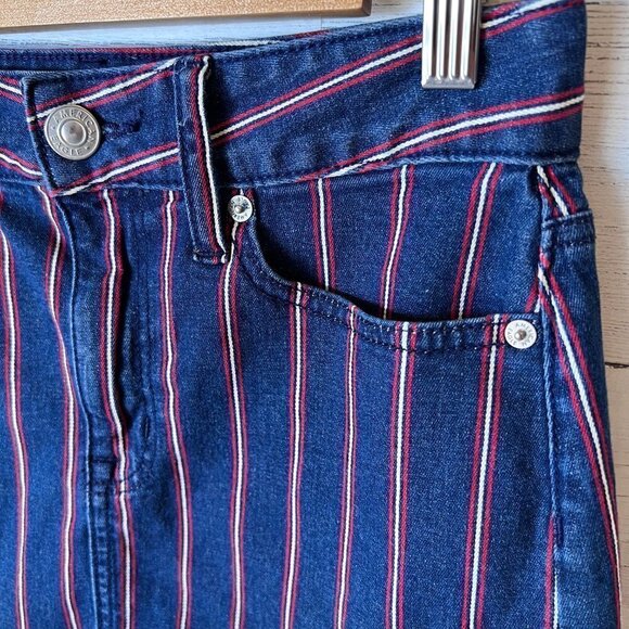 American Eagle Mini Skirt Womens Size 2 Red, White, Blue Stripe Denim July 4th - Picture 12 of 16